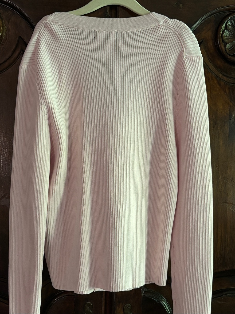 Halogen Light Pink Ribbed V-Neck Button Cardigan - Picture 5 of 5